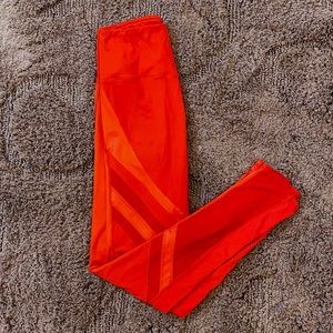 SHEIN Red Leggings with Mesh Racing Stripes